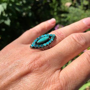Beautiful Turquoise and sterling silver Handmade Native American ring